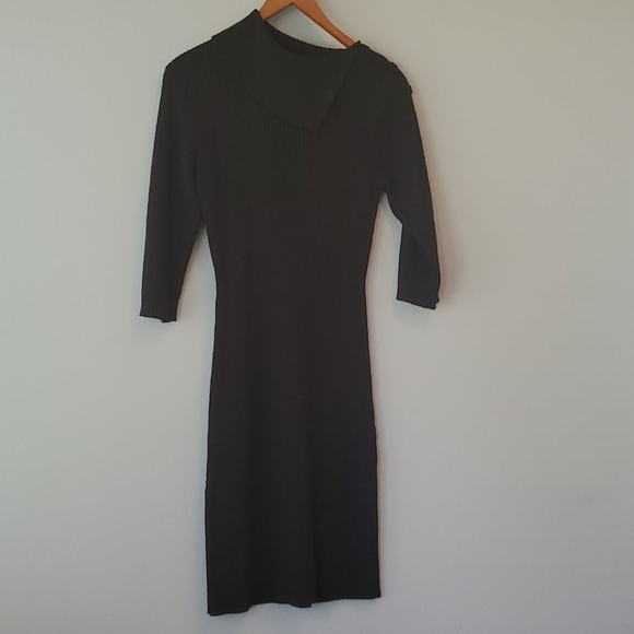 Cynthia Rowley Brown Ribbed Turtleneck Dress - Picture 4 of 7